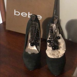 Bebe 4 inch charcoal grey heels. Never worn in box